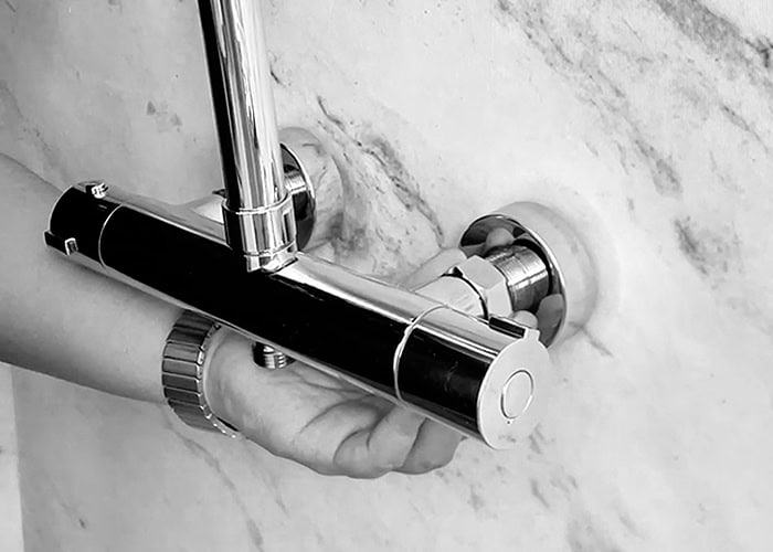 Shower system is being installed Shower system is being installed