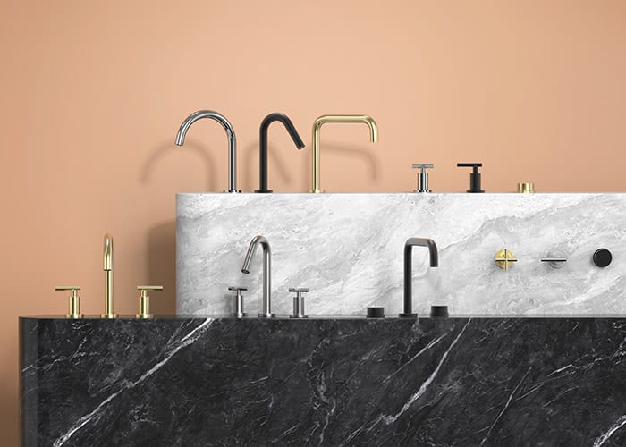 Widespread bathroom faucet with different handles-B662