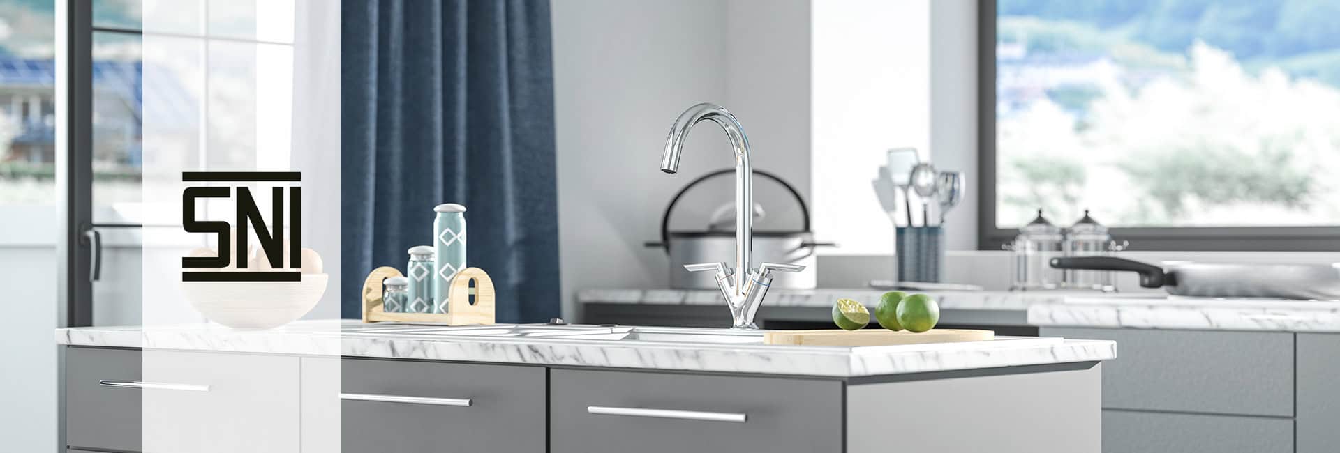 Chrome kitchen faucet with 2-handle - K631