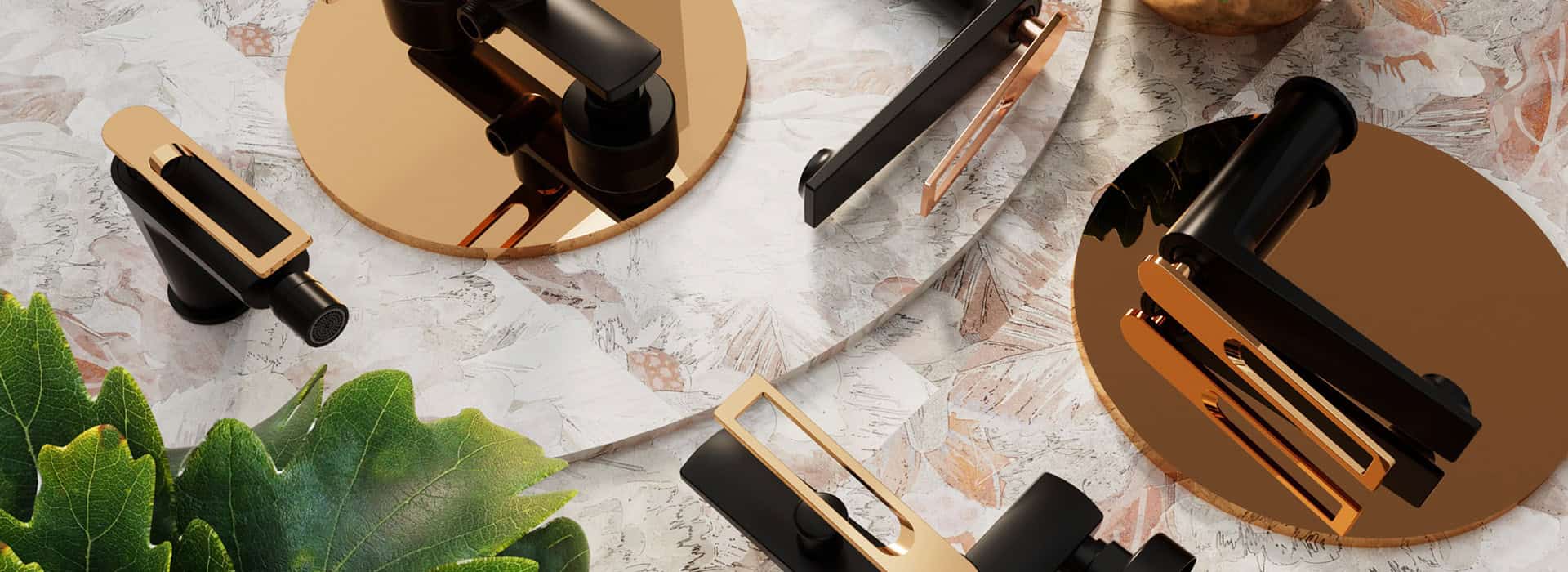 Mixed finish bathroom product series