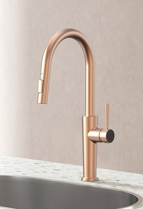 brushed gold pull down kitchen faucets - K568 01 30 1