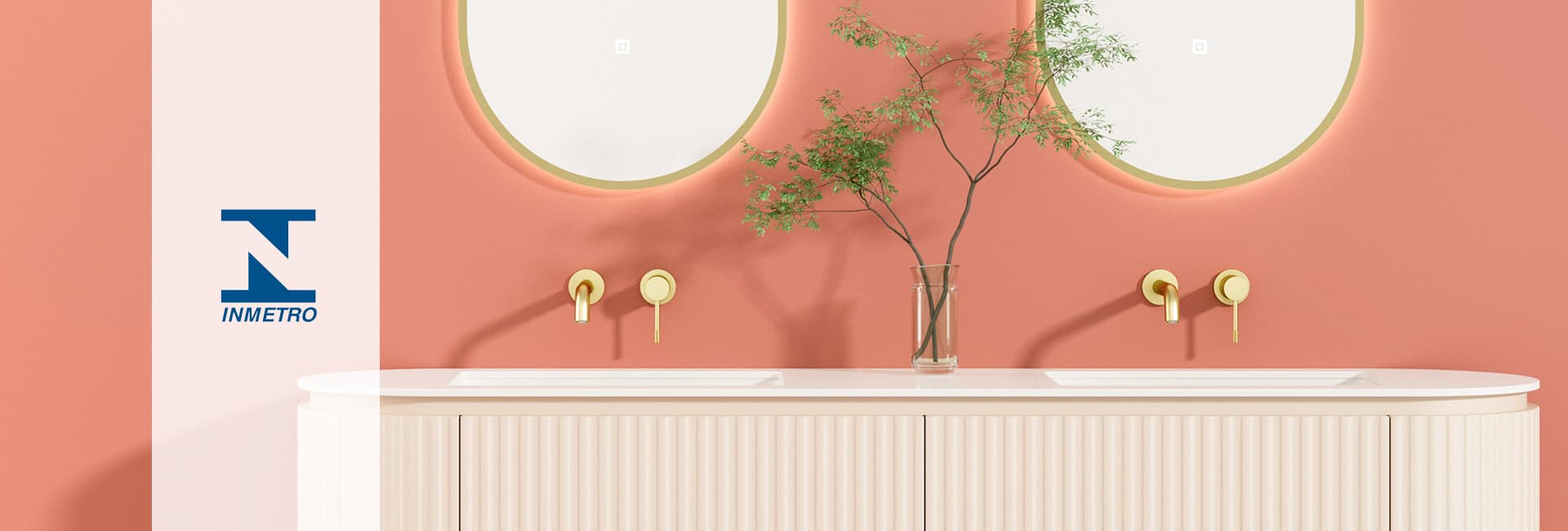 Wall mounted bathroom faucet with 2-hole with INMETRO