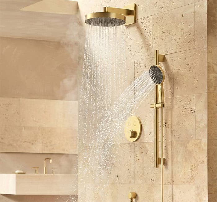 Brushed gold shower system with sliding bar - SC030A 22