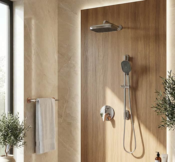 Rosa gold and chrome shower system with towel bar - SO022A 22