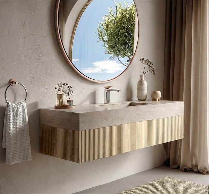 Rosa gold and chrome basin mixer with towel ring - B022 01