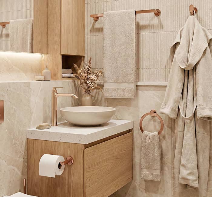 Rose gold tall basin mixer with full bathroom hardware set - B1006 AND A169