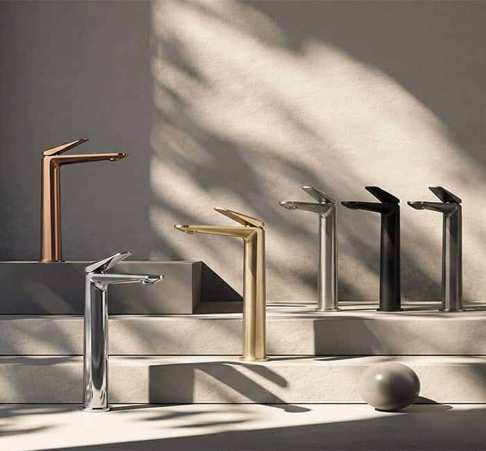 Tall basin mixer B02902 different finish display