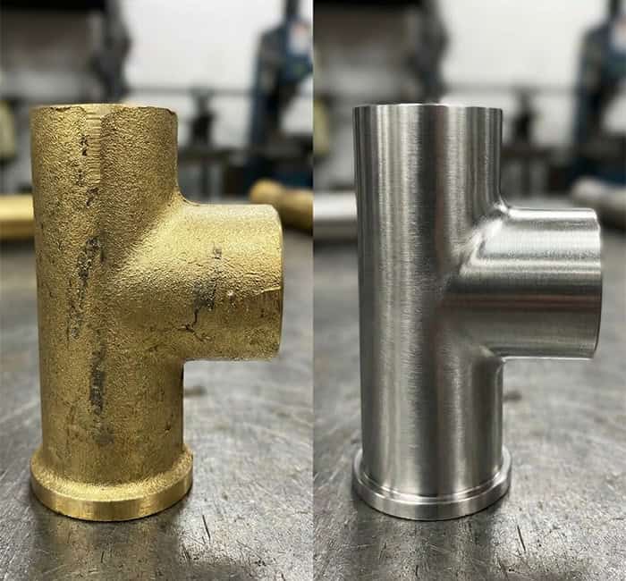 brass and stainless steel kitchen faucet body