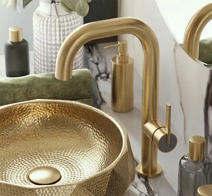 Pvd brushed gold u shape spout basin mixer - b101601 - - Bespoke faucet ODM factory