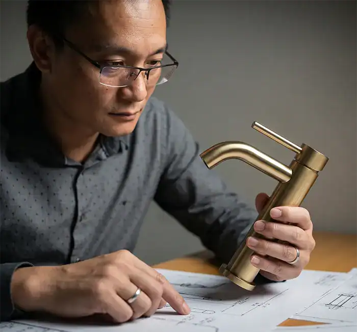 Luxuryhome engineer is designing a bathroom tap