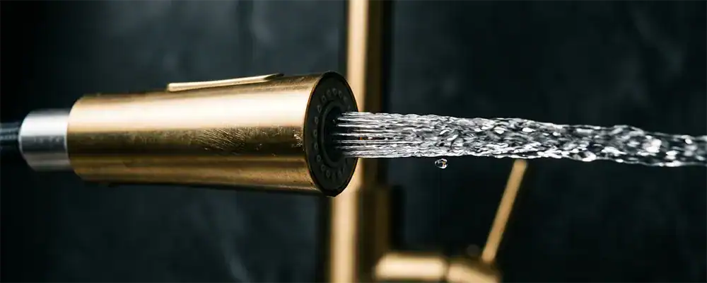 High-speed macro photography of a sharp, powerful horizontal blade of water