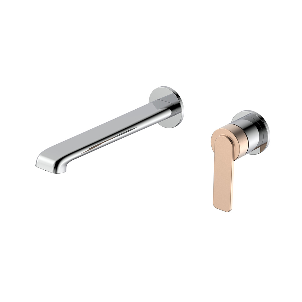 Chrome & Rose gold Wall Mounted Bathroom Faucet