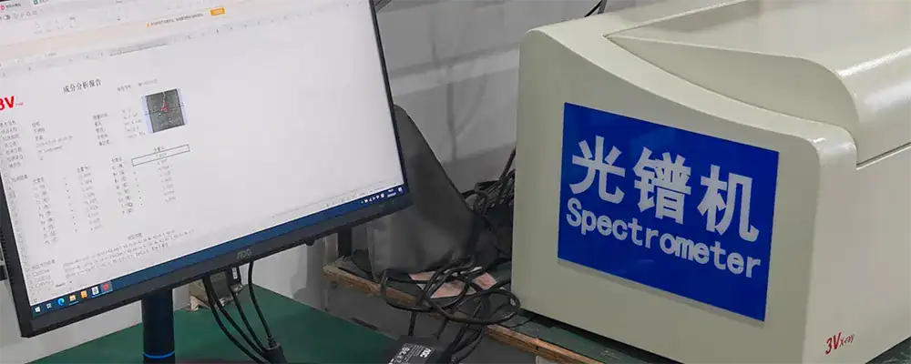 EDXRF spectrometer screen showing precise chemical composition of brass billets for batch quality control