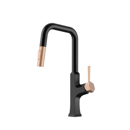 Mixed finishes pull-down kitchen faucet - K794D 01