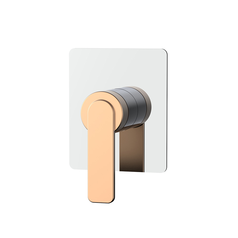 Square concealed shower mixer with rose gold lever